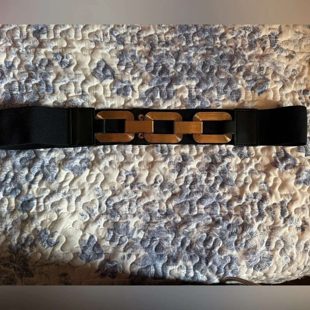 Black Belt with Gold Chain Accent